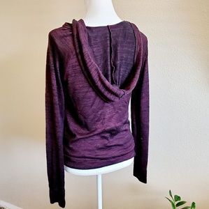 Burgundy Lace Up Knit Hoodie
